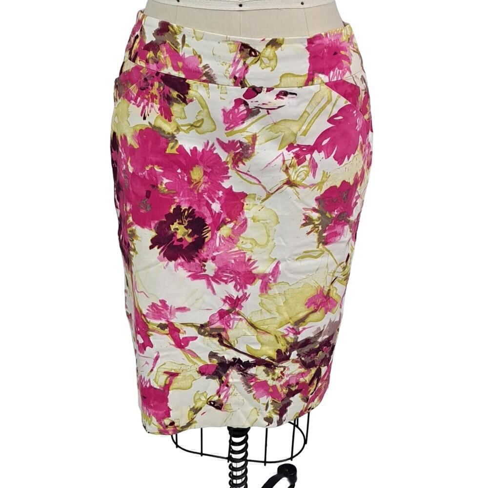 Charter Club Pinks Floral Pencil Skirt Stretch Cotton Size 8